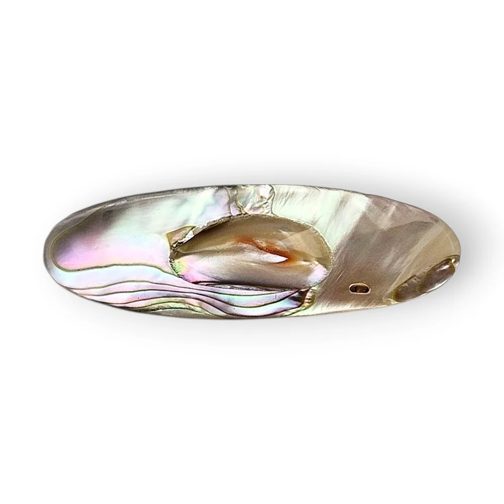 Antique Blister Pearl Brooch Iridescent Abalone Shell Oval Victorian 1800s FLAW
